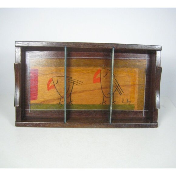 Kakadu Trivet 3 Section Tray Hand Painted Kitchen Decor Home Israel Vintage - Picture 1 of 16